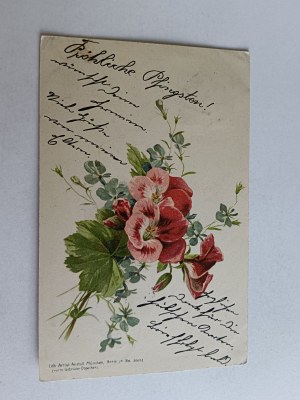POSTCARD FLOWERS, LONG ADDRESS, STAMP, STAMP 1900