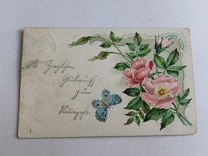 POSTCARD FLOWERS, LONG ADDRESS, STAMP, STAMP 1903