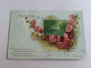 POSTCARD FLOWERS, LONG ADDRESS, STAMP, STAMP