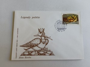 ENVELOPE, STAMP POLISH LEGENDS GOLDEN DUCK