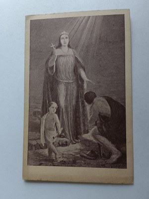 POSTCARD BRICK POLISH PAINTING STEFANIA KONIAKOWA SAINT QUEEN JADWIGA