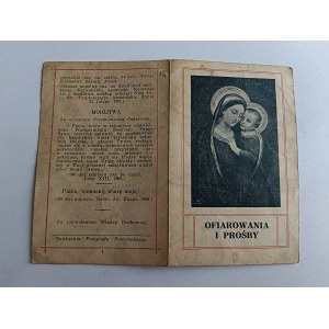 OBRAZEK OFIAROWANIA I ODPUSTY 1908 R, MODLITWA