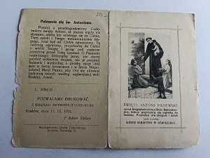 PICTURE OF SAINT ANTONI PADEWSKI, OŚWIĘCIM, SERAPHITE SISTERS, 1931