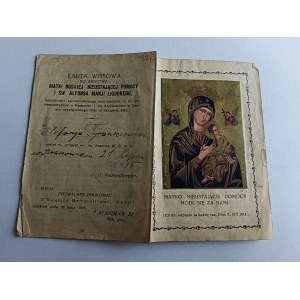 KARTA WPISOWA DO BRACTWA MB NIEUSTAJĄCEJ POMOCY I ŚW ALFONSA MARJI LIGUOREGO, KRAKÓW 1935 R