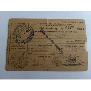 BILET KRAKÓW POLSKIE KOLEJE PAŃSTWOWE, PKP, GOCZAŁKOWICE, PIECZĄTKA 1947 R