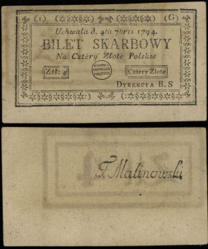 Poland, 4 Polish zlotys, 4.09.1794