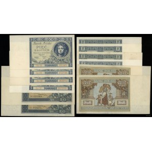 Polska, zestaw 6 banknotów, 1930/1931