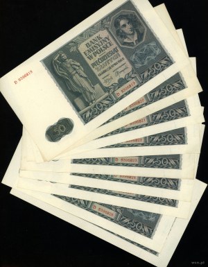 Polska, zestaw: 9 x 50 złotych, 1.08.1941