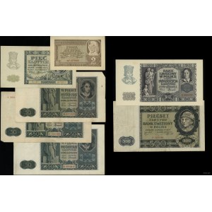 Polska, zestaw 7 banknotów, 1940-1941
