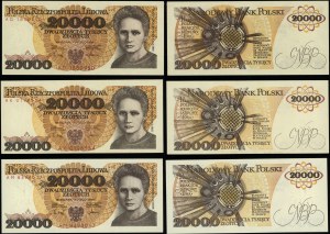 Poland, set: 3 x 20,000 zlotys, 1.02.1989