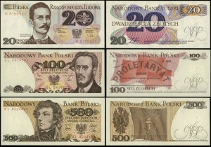 Poland, set of 3 banknotes: 20, 100 and 500 zloty.