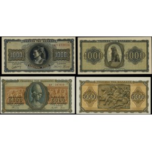 Grecja, zestaw: 5.000 drachm i 1.000 drachm, 19.07.1943 i 21.08.1942