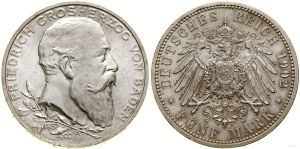 Niemcy, 5 marek pamiątkowe, 1902, Karlsruhe