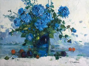 Tetiana RUSAKOVA (b. 1952), Still life with blue roses, 2025