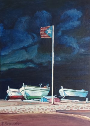 Piotr SMOGÓR (b. 1975), Catalan boats by night, 2024