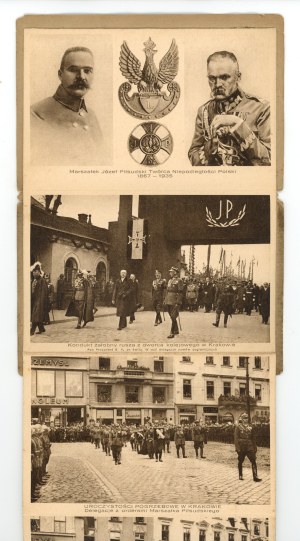 Patriotische Postkarten - Józef Piłsudski. Andenken an die Beerdigungszeremonien des Marschalls. Komplettes Heft, 10 Postkarten (1526)