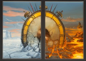 Jaroslaw Jasnikowski (b. 1976), Hardening Time in Fire, Hardening Time in Ice (diptych), 2021