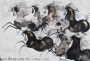 Jozef Wilkoń (b. 1930), Storms my horse...