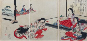 Toyohara Chikanobu (1838-1912), Onagare (Receiving a cup of sake), from the series: 