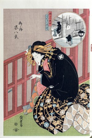 Utagawa Hiroshige (1797 - 1858), Night rain, improving weather, from the series: 
