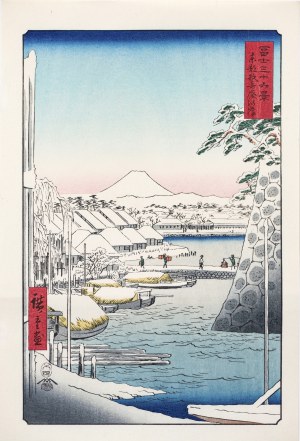 Utagawa Hiroshige (1797 - 1858), Riverbank in Sukiya, Edo, from the series: 