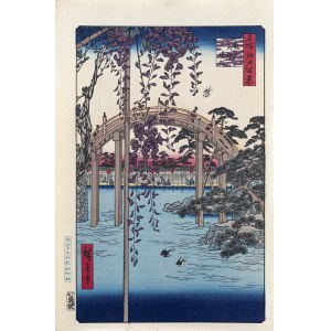 Utagawa Hiroshige (1797 - 1858), Świątynia Kameido Tenjin, z serii: „Sto słynnych widoków Edo”, wyd. Oedo Mokuhansha, Tokio/Japonia, po 1960 r.