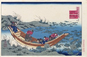 Katsushika Hokusai (1760-1849), Poem Funya no Asayasu, from the series One Hundred Poems by One Hundred Poets Explained by the Guardian, published by Oedo Mokuhansha, Japan, after 1960.