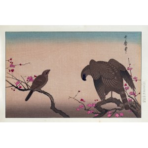 Kitagawa Utamaro (1753-1806), Sokół i dzierzba, z serii: Wiesze dopasowane do niezliczonych ptaków, wyd. Oedo Mokuhansha, Tokio/Japonia, okres Showa, po 1960 r.