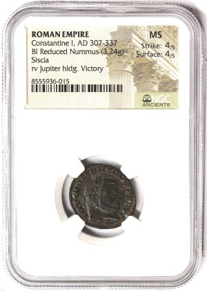 Römische Münzen, Costantinus I, Follis n.d., Siscia