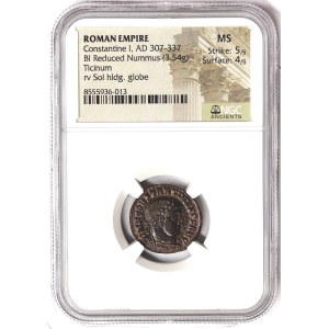 Roman Coins, Costantinus I, Follis n.d., Ticinum