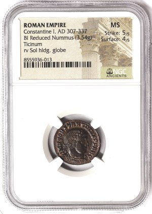 Römische Münzen, Costantinus I, Follis n.d., Ticinum