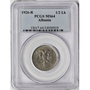 Albania, Zog I, 1/2 Lek 1926, Rome