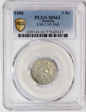 Österreich, Leopold I., 3 Kreuzer 1686, Halle