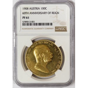 Austria, Franz Joseph I, 100 Korona  Lady in the clouds  1908, Kremnitz