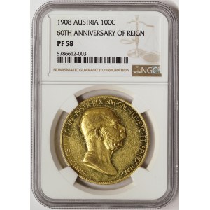 Austria, Franz Joseph I, 100 Korona  Lady in the clouds  1908, Kremnitz