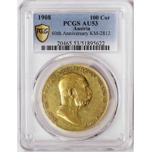 Austria, Franz Joseph I, 100 Korona  Lady in the clouds  1908, Kremnitz