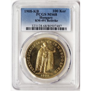 Austria, Franz Joseph I, 100 Korona (Restrike) 1908, Kremnitz