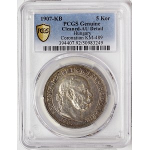 Austria, Franz Joseph I, 5 Korona 1907, Kremnitz