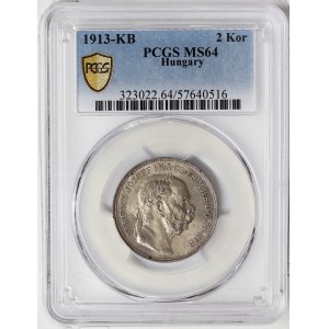 Austria, Franz Joseph I, 2 Korona 1913, Kremnitz