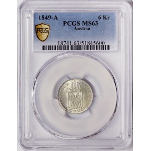 Austria, Franz Joseph I, 6 Kreuzer 1849, Vienna