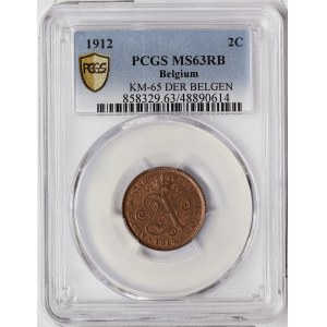 Belgium, Albert I, 2 Centimes 1912