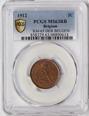 Belgien, Albert I., 2 Centimes 1912