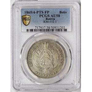Bolivia, 1 Boliviano 1865/4, Potosí