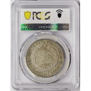 Bolivia, 1 Boliviano 1865/4, Potosí