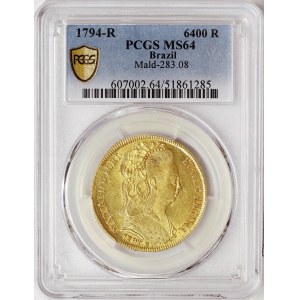 Brazil, Maria I, 6.400 Reis 1794, Rio de Janeiro