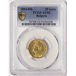 Bulgaria, Ferdinand I, 20 Leva 1894, КБ