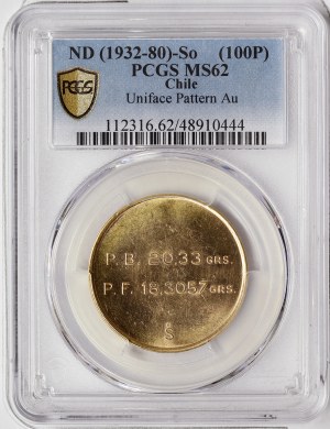 Chile, 100 Pesos (Uniface Pattern) n.d. (1932-80), Santiago