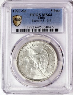 Chile, 5 Pesos 1927, Santiago