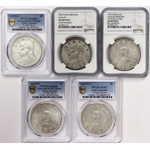 China, Lot 5 pcs. 1 Dollar 1914, 1927
