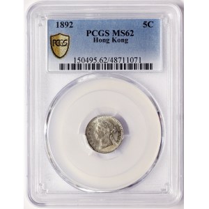 China, Hong Kong, 5 Cents 1892